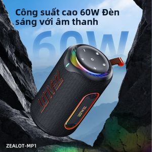 Loa Bluetooth Di Động ZEALOT-MP1 60W Với Tính Năng Chống Nước IPX6 Công Nghệ Bluetooth 5.4 Thời Gian Chơi Nhạc 10 Giờ Lý Tưởng Cho Cắm Trại Và Đi Bộ Đường Dài