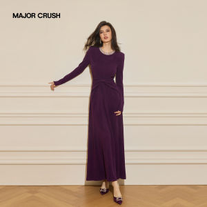 Luxury Purple Waist Accentuating Evening Gown
