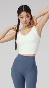 XEXYMIX Black Label Signature V-neck Crop Top Atasan Olahraga Wanita - XWFBR10J3