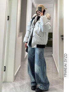 High Waist Wide Leg Straight Cut Jeans Womens Spring Washed Long Retro Knife Edge Denim Loose Slimming Trousers