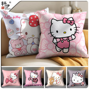 HelloKitty Kitty Cat Pillow Pink Cute Girls Bedroom Sofa Cushion Cover No Core Cartoon Home Decorative Square Plush Pillowcase