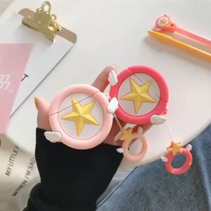 3D Creative Case Cute Kawaii Cartoon Headphone Cover for Airpods Pro Automatic Switch Secure Lock Case Anti-fall Soft Silicone Earphone Case Protective Cover with Keychain for Airpods Pro Charging Box