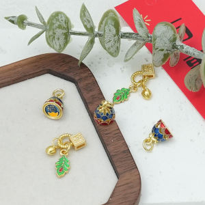 14K Copper Plated Gold Enameled Pendant Drop Oil Run Ring DIY Bracelet Necklace Jewelry Accessories Color Retention Earring