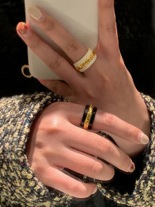 CAFFTI | Original Enamel Retro Ring Black Gold