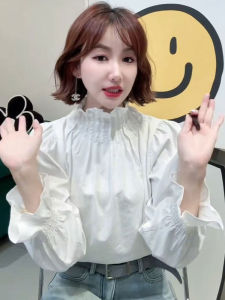 White Elegant Shirt Womens Fashionable Beautiful Small Top Lightweight Luxury Anti-Aging Stylish Korean Loose Fit Blouse