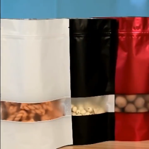 100pcs Colorful Matte Stand Up Pouch With Window Resealable Food Packaging Self Standing Bag