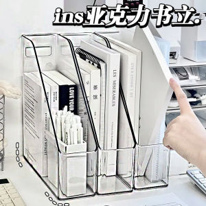 Waterproof Acrylic Desktop File Storage Box Bookshelf Book Organizer Stand for Office Use Clear Display Document Holder