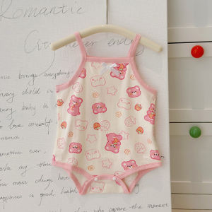 Bodysuit Mùa Hè Không Tay Cotton Cho Bé Gái Từ sơ Sinh đến 2 Tuổi Màu Sáng