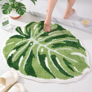 VIKAMA Lá Xanh Chống Trơn Trượt Phòng Tắm Thảm Lót Sàn Hút Nước Thảm Mềm Cho Phòng Ngủ Đầu Giường Tắm Hiện Đại Trang Trí Nhà
