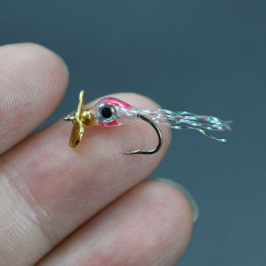 3D Eyes Bright Color Propeller Sequins Lures UV Epoxy Fishing Flies Rotate Spinner Bait Artificial Fishing Lures 8Pcs Pack