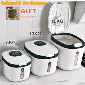 Rice Barrel 5KG/10KG/15KG Green/Grey Household Kitchen Sorting And Storage Box Rice Dispenser High Quality