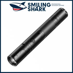 SmilingShark SD0720 Mini Flashlight SD07Torch Light Outdoor-flashlight Long press high decibel alarm Portable USB Rechargeable LED Flash Light Zoomable 3modes Emergency Camping Fishing Hiking walking quick-charging fast charge High-Capacity No R