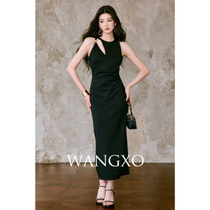 WANGXO | Đầm Dripping Chất Lượng Cao Ôm Dáng Thắt Eo Khoét Cổ