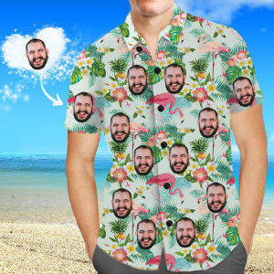 Retro Hawaii Print Loose Couple Beach Vacation Shirt Short Sleeve Moisture Wicking Breathable Cotton Cuban Collar Mens Shirt