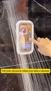 การสัมผัส ที่วางโทรศัพท์ ที่วางโทรศัพท์ ที่วางโทรศัพท์ แบบติดผนัง เครื่องสำอางที่พับเก็บได้ 360° ผ้าน้ํา กันน้ํา หมายเหตุ: ที่วางโทรศัพท์