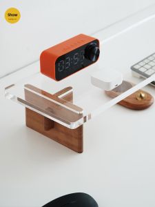 Acrylic Wood Computer Desk Elevation Stand Simple Modern Cherry Wood Adult Art Style Home Furniture Display Shelf No Installation