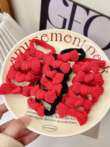 New Year Bear Knot Hair Ties: High Elasticity Red Headbands & Children's Accessories