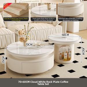 YIYOU | Creamy Style Creative Storage Round Coffee Table