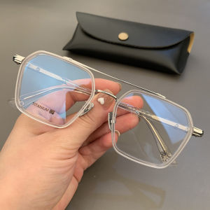 New Glasses Frame Suit Thug Big Face Retro Artsy with Myopia Glasses Option Black Frame Ultra-Light Mens and Womens Glasses Frame Fashion