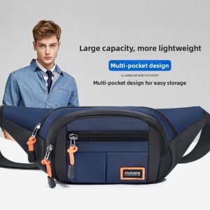 Sporty Running Waist Bag Mens Fitness Casual Crossbody Phone Pouch Multi-compartment Workout Satchel Youth Oxford Fabric