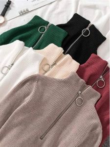 สลิมฟิต แขนยาวครึ่งคอสูง เสื้อท่อนบน สําหรับผู้หญิง สตรีทสไตล์ ใส่สบาย ระบายอากาศได้ดี ลำลอง ทันสมัย ฤดูใบไม้ร่วง เสื้อท่อนบน