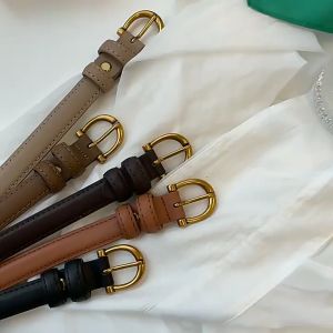 Belt Womens Ins Style Korean Fashion Versatile Retro Simple Thin Belt Small Gold Buckle Black Practical Jeans Belt Tali Pinggang