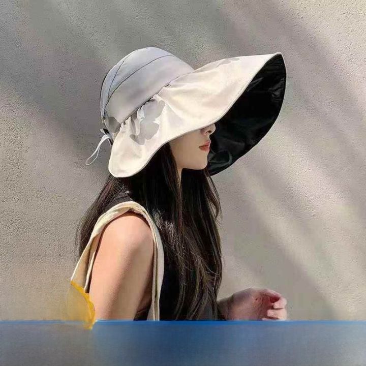 Womens%20Summer%20Sun%20Protection%20Hat%20Foldable%20Shell%20Cap%20Black%20Glue%20Empty%20Top%20Anti-UV%20Hairband%20Face%20Covering%20Spring%20Season%20-%20Image%203