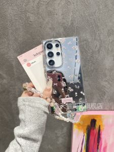 Ultra Cute Mirror Finish Phone Case for S25Ultra S25Edge S23Plus S21 S24U A53 A52 Anti Fall S22 Lanyard A54 S20 A55 Korean Style Acrylic Protective Cover