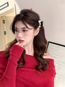 Elegant Pearl Camellia Hair Clip Princess Style Side Bangs Top Clip Fresh out Fashion Hair Accessories Pearl Flower Hair Grips