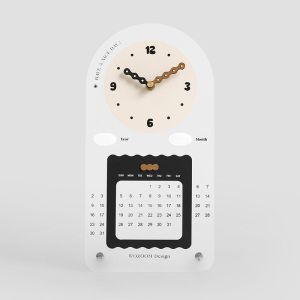 Wozoom นาฬิกาตั้งโต๊ะแบบมีคอลัมน์ปีพุทธศักราช ตกแต่งสำนักงาน หน้ารับแขก ตู้เสื้อผ้า TV ตกแต่ง วัสดุไม้เทียม