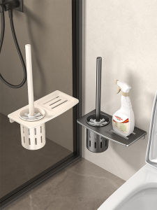 Space Aluminum Toilet Brush No Dead Angle Household Bathroom Cleaning Tool with Shelf Wall Mounted Durable Toilet Cleaner