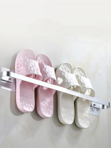 Alumimum Punch-Free Bathroom Slipper Rack Wall-Mounted Bathroom Storage Shoes Toilet Rack Adhesive