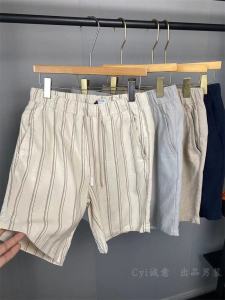 Offline 259! Linen Blend Wicking Breathable Export Single Summer Men Washed Comfort and Casual Half Length Shorts