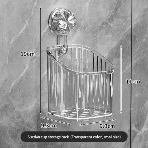 (HOME+) Luxury Bathroom Kitchen Suction Cup Storage Rack Wall Mounted(No Drilling)