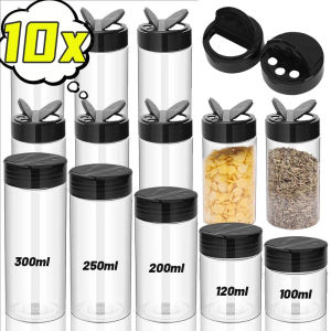 2-ways Transparent Seasoning Jars Salt Pepper Shaker Bottles BBQ Spices Condiment Storage Boxes Powder Storage Container