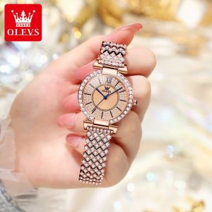 OLEVS Jam Tangan Wanita Anti Air Asli Ori 100% Korean Elegan Stainless steel Diamond Kasual Original Quartz Watch COD