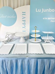 Elegant European Style Plastic Dessert Display Stand Birthday Decoration Cake Tray Holder for Wedding Celebration