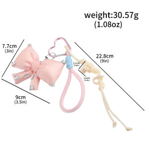 Dopamine Rhinestone 3D Padded Pink Bow Bag Charm Keychain Heart Handbag Pendant Accessory Gift For Women