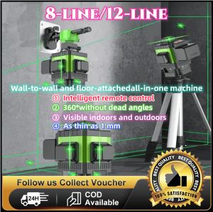 360° 8/12 Line 3D Green Light Laser Level: A Comprehensive Guide