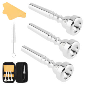Silver Plated Brass Alloy 7C 5C 3C Trumpet Mouthpiece Set Fit for Yamaha / Bach / Conn / King with BrushCleaning ClothEVA Case