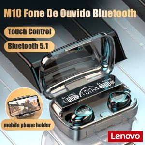 ♥100% ผลิตภัณฑ์ดั้งเดิม + Gratis Ongkir♥Lenovo M10Bluetooth หูฟัง5.1หูฟังไร้สาย TWS หูฟังตัดเสียงรบกวนควบคุมด้วยการสัมผัส3500MAH Xiaomi หูฟังสำหรับ iPhone