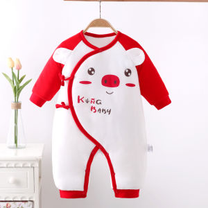 Newborn Baby Clothes Autumn and Winter Baby Cotton Jumpsuit 0-3 Months 1 Year Old Gown Quilted Long-Sleeve Jumpsuit
