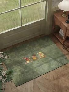 Green Cartoon Silica Mat Slip-Resistant Trimmable