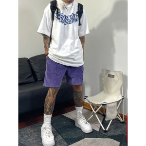 เสื้อยืดผู้ชายสไตล์อเมริกันฤดูร้อน คอกลม แขนสั้น พิมพ์ลายตัวอักษร แห้งเร็ว ผ้าไหมน้ำแข็งสำหรับเล่นบาสเก็ตบอล ชุดฝึกซ้อม