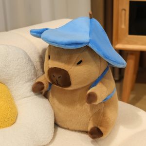 20/30/40CM Travel Capybara Plush Toy cute Capibara Wear Hat Stuffed Animal Doll Crocodile Duck Sea Lion Octopus Backpack Decor