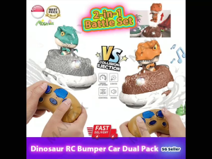 【SG Ready Stock】Mini Dinosaur Remote Control Bumper Car Battle Set Dual Pack With Lights & Sound Effects★Collision Ejection✅Christmas/Birthday Gift/Presents✅