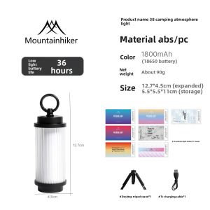 Mountainhiker | MOUNTAINHIKER 1800mAh 38-KT Ambient Light Bracket USB Charge Camping Lanterns Outdoor Tent Lamp Powerful LED Flashlight Light