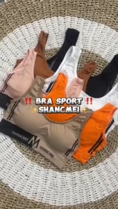 Ninabobo BR122 Atasan Sport Bra Shanmei 2 Garis Pakaian Olahraga Wanita Yoga Gym Zumba Fashion Tanktop Push Up Tanpa Kawat