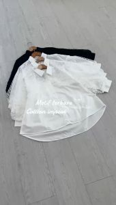 NANDO ATASAN KEMEJA BUNGA BRUKAT WANITA KOREA CANTIK KOMBI KATUN JEPANG IMPORT BKK PREMIUM QUALITY FEMINIM MEWAH