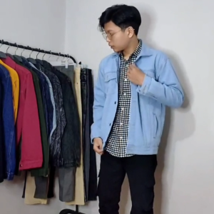 jaket jeans pria jaket denim lepis warna hijau army maroon hitam